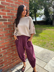 Grape Mesh Detail Barrel Leg Trousers Parker