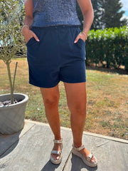 Navy Towelling Shorts Natasha