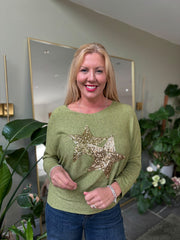 Olive Soft Touch Star Top Kelly