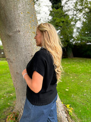 Black Ribbed Detail Knit Petra