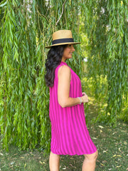 Lipstick Striped Sleeveless Dress Tiana
