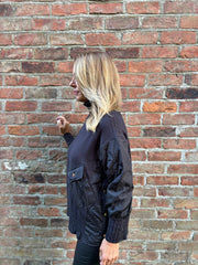 Black Quilted Roll Neck Knit Amy