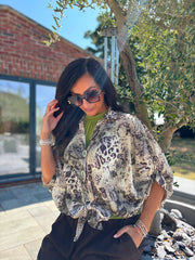 Stone Mixed Animal Print Shirt Davina