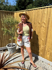 Chocolate Botanical Border Shirt Gemma