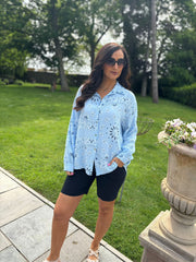 Denim Paisley Bubble Cotton Shirt Alina