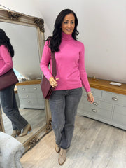 Candy Pink Sparkle Roll Neck Susan