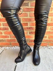 Black Flat Over The Knee Boots