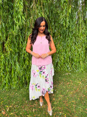 Stone Asymmetric Floral Frill Skirt Amy