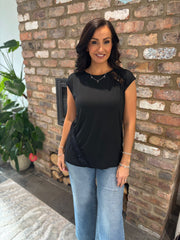 Black Lace Detail Top Amanda