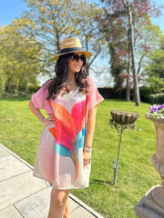 Pink Vibrant Floral Shimmer Dress Harriet