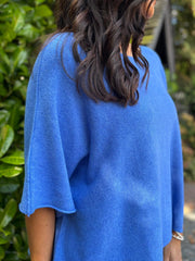 Blue Reverse Seam Round Neck Diana