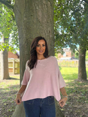 Pink Reverse Seam Round Neck Diana