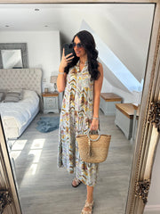 Multicolour Chevron Sleeveless Tiered Dress Mariah