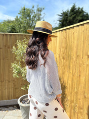 Grey Gathered Loose Knit Paige