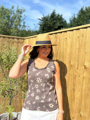Chocolate Leopard Ruffle Trim Vest Zoe