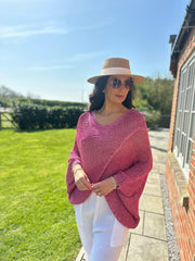 Lipstick Lurex Knitted Wrap Jumper Nell