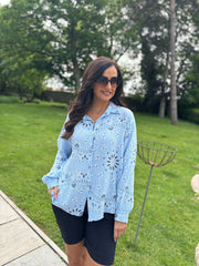 Denim Paisley Bubble Cotton Shirt Alina