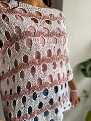 White Premium Multi Hole Stripe Knit Chloe
