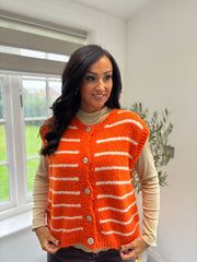 Orange Stripe Knitted Waistcoat Emily