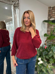 Wine Back Detail Knit Top Billie