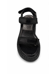 Black Metallic Platform Sandals