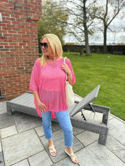 Pink Shimmer Loose Weave Top Jasmine