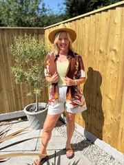 Chocolate Botanical Border Shirt Gemma