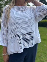 White Pocket Loose Knit Bexley