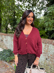 Wine Cosy Knit Cardi Sofia