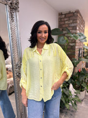 Lemon Fringed Button Sleeve Shirt Tanya
