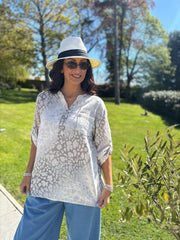 Stone Ombre Leopard Print Blouse Madison