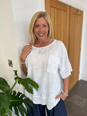 White Multi Hole Detail Top Terri