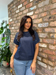 Denim Embellished Top Jocelyn