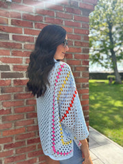 Blue Crochet Collared Knit Bonnie