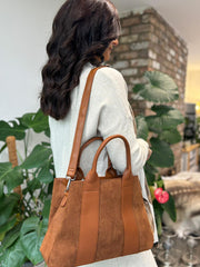 Tan Multi Fabric Handbag