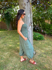 Khaki Cargo Pocket Jumpsuit Verity