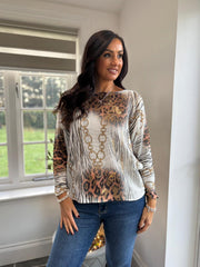 Winter White Animal Chain Knit Top Dawn