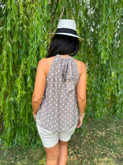 Mocha Polka Dot Halter Neck Top Judy