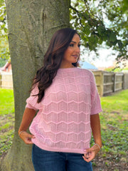 Pink Short Sleeve Chevron Knit Kenna