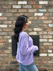 Lilac Crochet Detail Sweatshirt Fiona