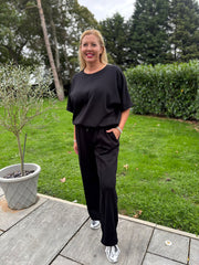 Black Drawstring Hem Top Judy