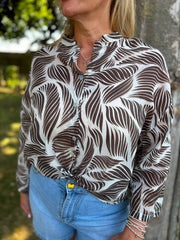 Chocolate Abstract Leaf Blouse Hailey