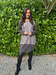 Grey Ditsy Leopard Pattern Dress Clara
