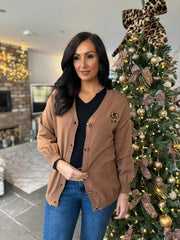 Camel Leopard Bow Cardi Georgina