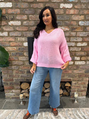 Pink Two Piece V Neck Knit Eileen