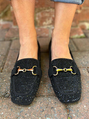 Black Diamante Chain Loafer