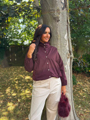 Wine High Neck Jacket Mila