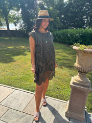 Khaki Broderie Floral Dress Brooke