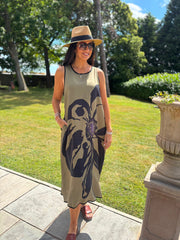 Khaki Artisan Bloom Dress Emily