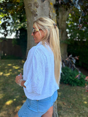 White Tie Front Blouse Brielle